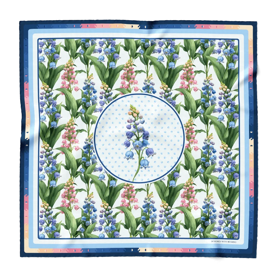 Lily of the Valley Flower Silk Scarf 90, Designed With Meaning