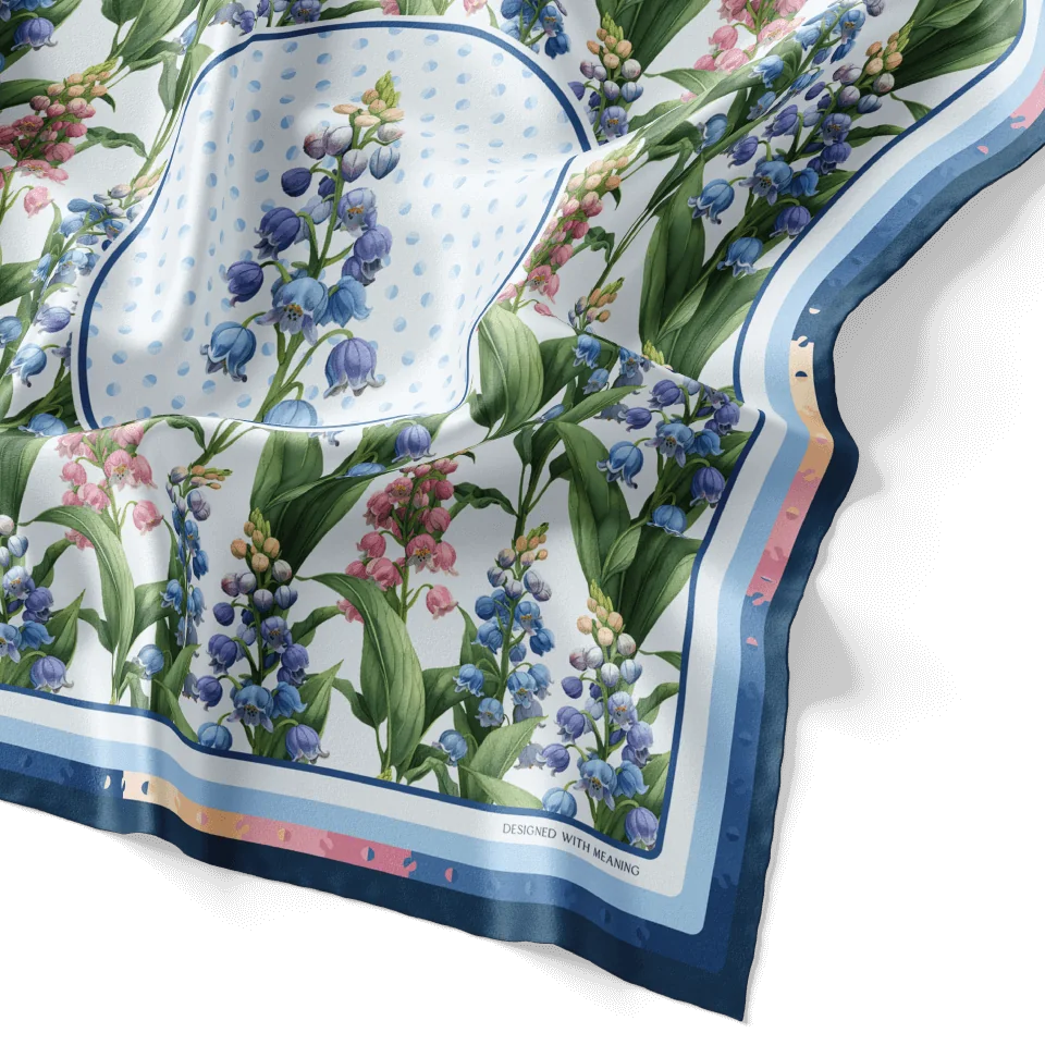 Lily of the Valley Flower Silk Scarf 90, Designed With Meaning