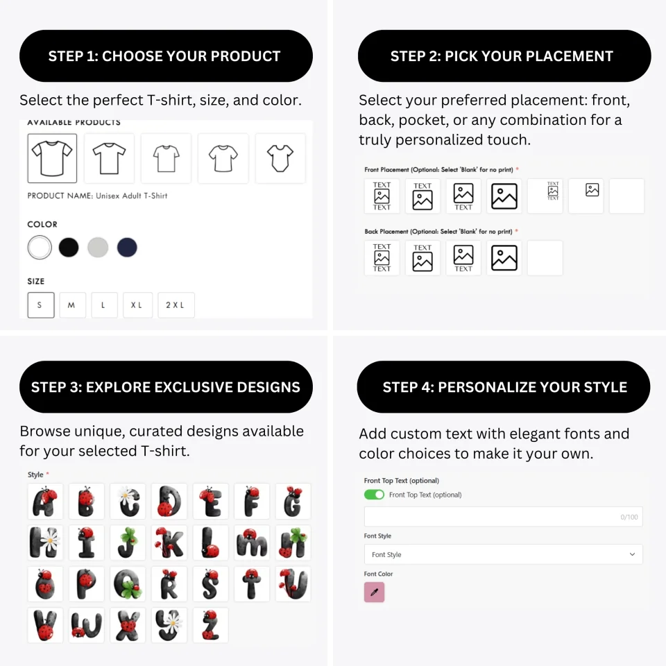 how-to-design-custom-Black-Letter-Ladybug-t-shirt-personalization-options-artfulane