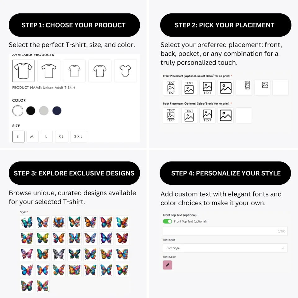 how-to-design-custom-Beautiful-Floral-Butterflies-t-shirt-personalization-options-artfulane