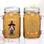 Mason Jug with Straw 2 Sides