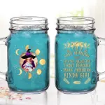 Mason Jug with Straw 2 Sides