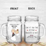 Mason Jug with Straw 2 Sides
