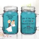 Mason Jug with Straw 2 Sides