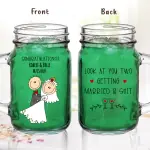 Mason Jug with Straw 2 Sides